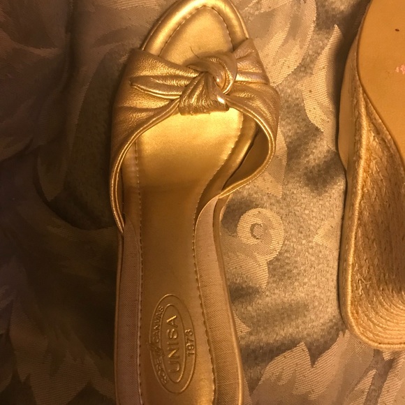 Gold Rope Canvas Wedge Sandals - Picture 4 of 7